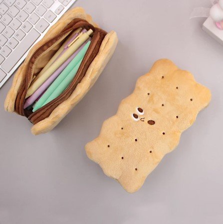 Biscuit Shape Plush Cookies Pencil Bag